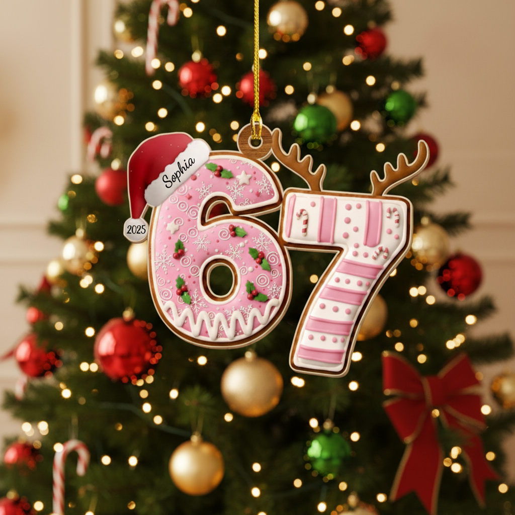 Personalized Gift – Custom Year Number Ornament 2025, The Year Of 67 Christmas Ornament, Funny Gen Z Ornament, Personalized Name Acrylic