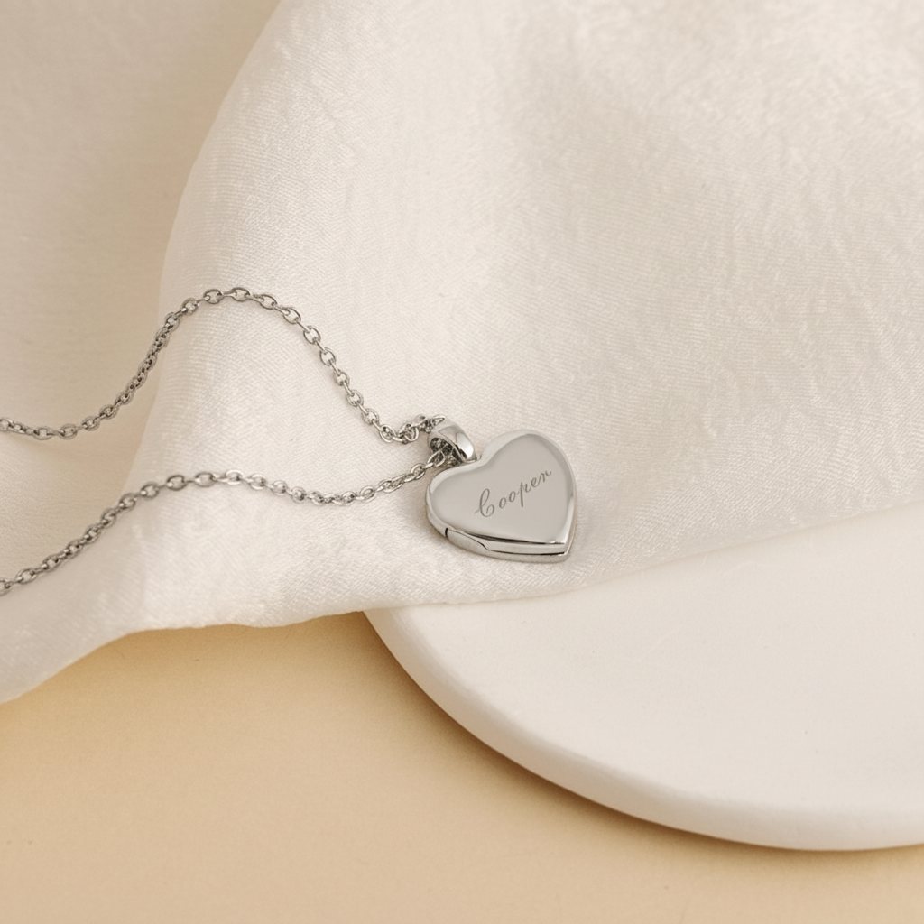 Personalized Tiny Gold Heart Locket Necklace - Custom Photo Gift For Girlfriend, Wife