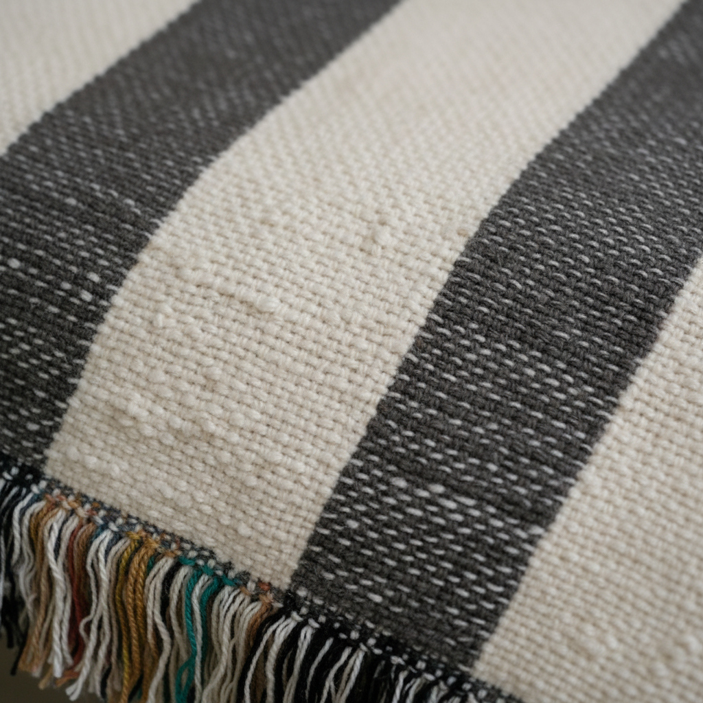 Custom Name And Year Black White Stripes Woven Blanket – Personalized Gift for Couples
