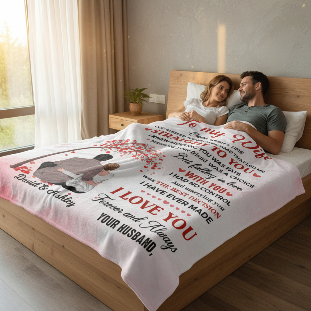 To My Wife Couple Tree Personalized Fleece Blanket - Romantic Gift For Wife