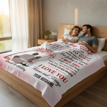 To My Wife Couple Tree Personalized Fleece Blanket - Romantic Gift For Wife