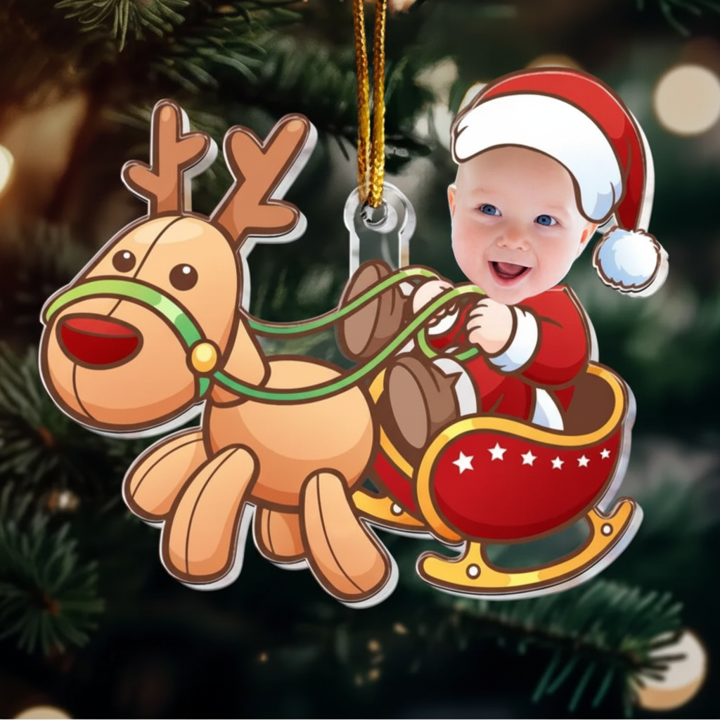 Personalized Baby Santa Acrylic Photo Ornament – Custom Christmas Ornament for Babies & Kids – Cute Holiday Gift for Newborns & Families