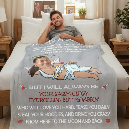 To My Hilariously Handsome Husband – Personalized Cozy Blanket from Your Wife