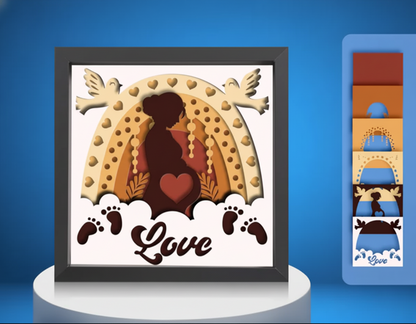 3D Layered Boho Rainbow Papercut Frame Picture  - Personalized Holiday Décor Design for Baby Gifts