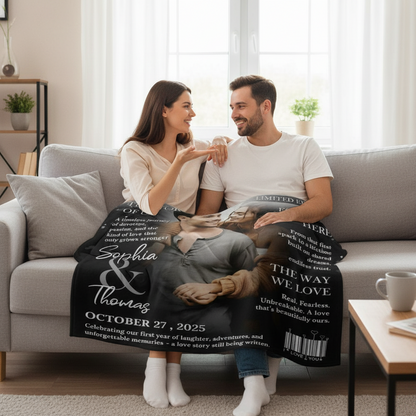 Personalized Love Story Couple Magazine Cover Blanket - Gift For Romantic Couple