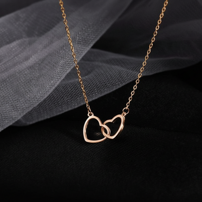 Double Heart Interlocking Necklace – Minimalist Love Pendant for Girlfriend & Wife