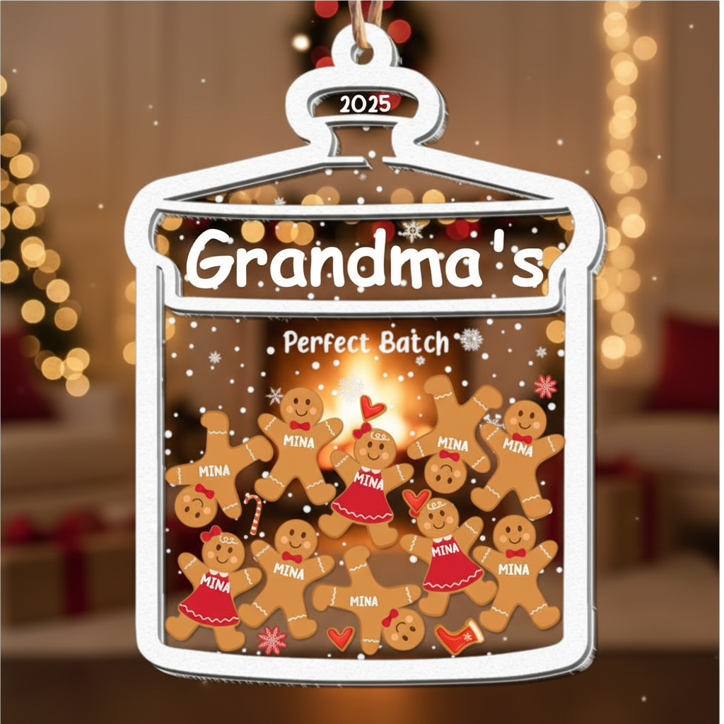Grandma Perfect Batch Gingerbread - Personalized Wood And Acrylic Ornament - Christmas Gift For Grandma