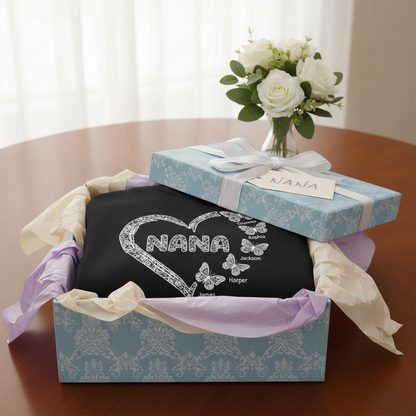 Grandma Lace Pattern Butterflies Heart - Personalized Sweatshirt - Gift For Grandma, Mom