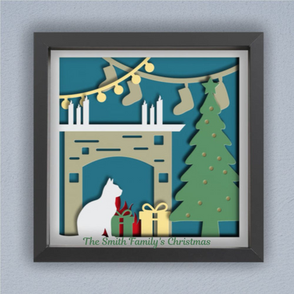3D Layered Christmas Scene Papercut Framed Picture - Perfect Holiday Home Décor & Family Gift