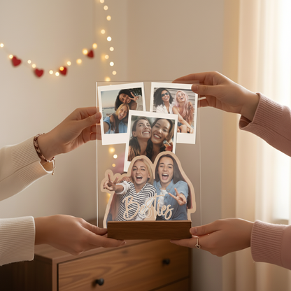 Personalized Best Friend Photo Collage LED Light - Long Distance Friendship Gifts