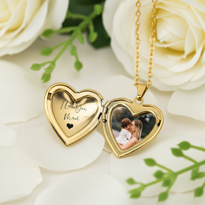 Personalized Engraved Heart Locket Necklace - Meaningful Gift for Mom