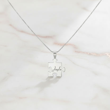 Elegant Personalized Puzzle Name Necklace – Custom Engraved Jewelry Gift For Girlfriend, Wife