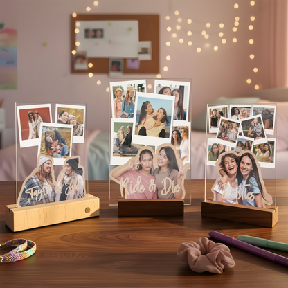 Personalized Best Friend Photo Collage LED Light - Long Distance Friendship Gifts