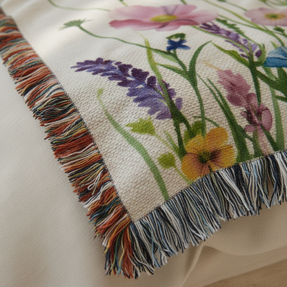 Soft Floral Custom Name Woven Blanket – Unique Gift for Mom or Grandma