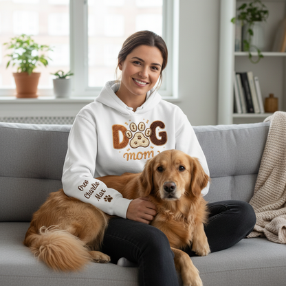 Custom Unisex Hoodie With Design On Sleeve - Personalized Birthday Gifts For Dog Cat Lovers, Dog Dad And Mom, Cat Owners - Pets Are My Family