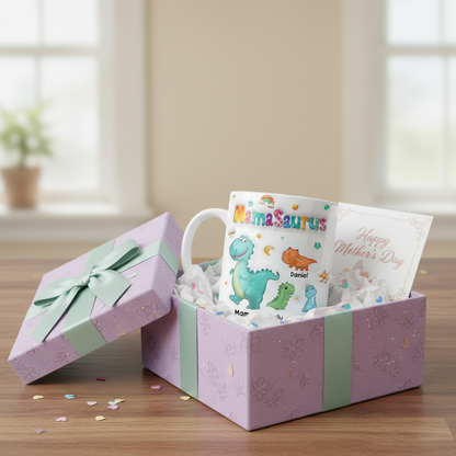 Tiny Dino, Big Love - Family Personalized Custom 3D Inflated Effect Printed Mug - Mother's Day, Gift For Mom, Grandma