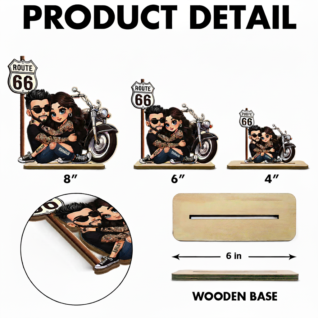 Eternal Love Biker Couple Riding Partners For Life - Personalized 2-Layer Wooden Plaque - Gift For Couple, Bikers, Gift For Him, For Her