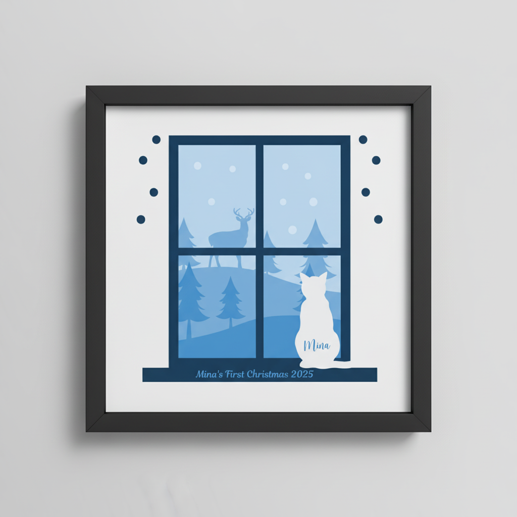 3D Layered Christmas Window Papercut Framed Picture - Perfect Christmas Home Décor & Gift