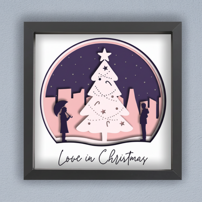 3D Layered Love In Christmas Papercut Framed Picture - Perfect Holiday Gift for Couples