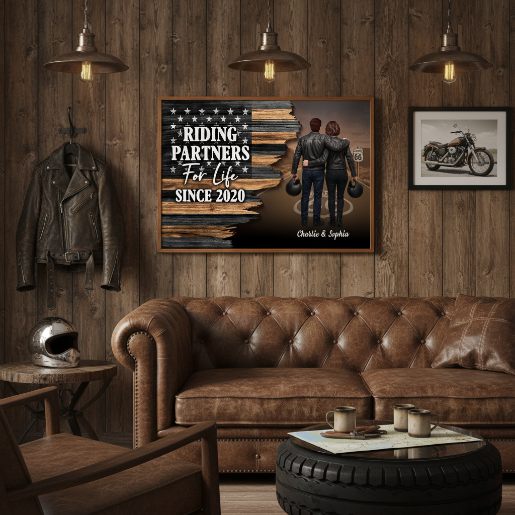 Riding Partners For Life Half Nation Flag Personalized Poster - Special Gift For Boyfriend, Girlfriend