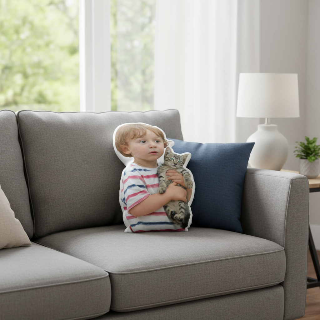Funny Custom Sharped Photo Pillow – Personalized Gift for Family Members, Friends