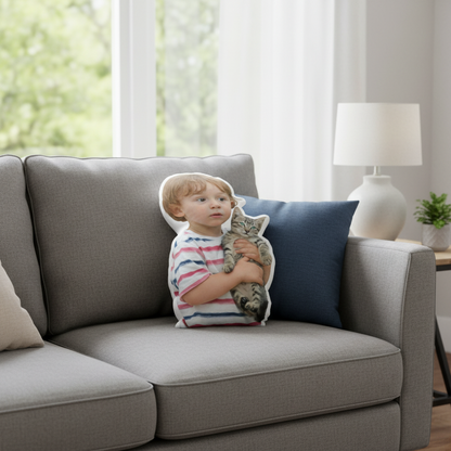 Funny Custom Sharped Photo Pillow – Personalized Gift for Family Members, Friends