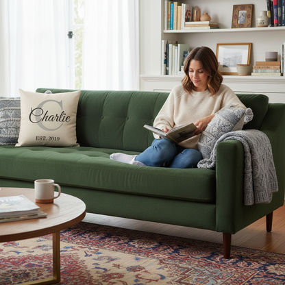 Custom Name & Initial Pillow with Meaningful Year - Personalized Home Decor Gift for Family