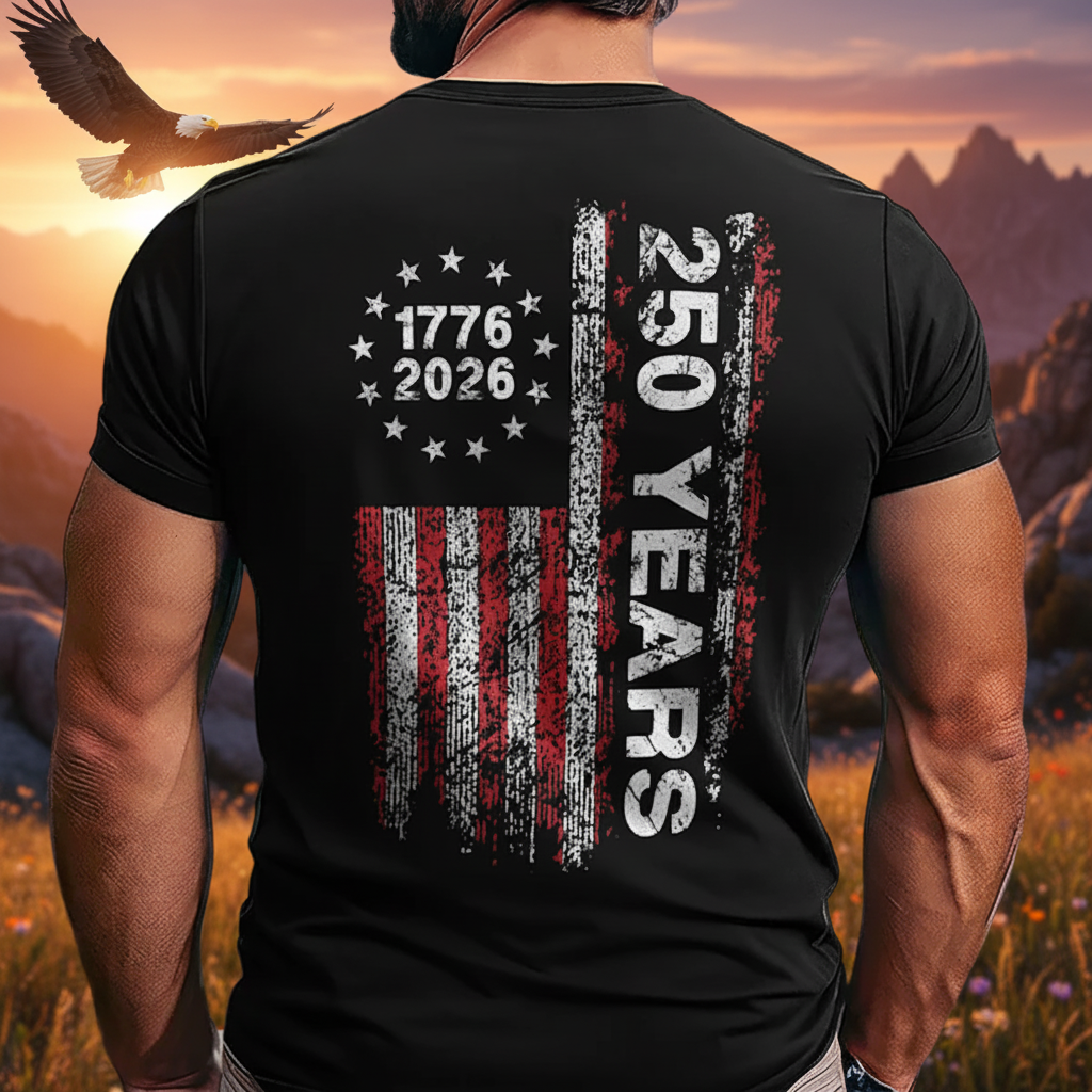 America 250th Birthday US Flag 250 Years We The People Back Side Dark Basic Tee