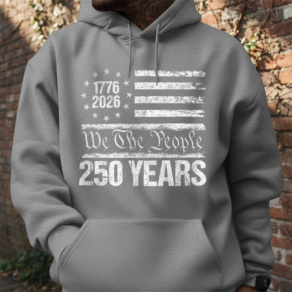 250 Years USA 250th Birthday 1776-2026 Eagle Flag Dark Pullover Hoodie