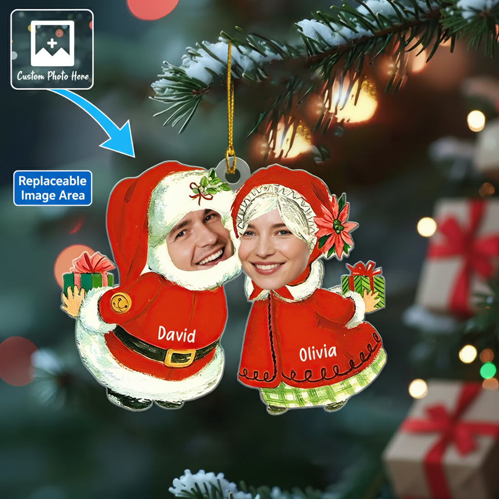 Custom Photo Acrylic Shape Ornament, Couple Christmas Gift