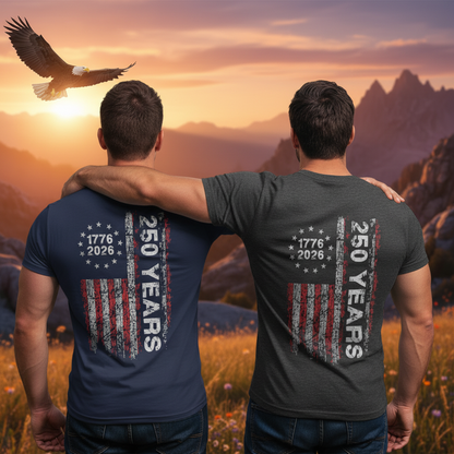 America 250th Birthday US Flag 250 Years We The People Back Side Dark Basic Tee