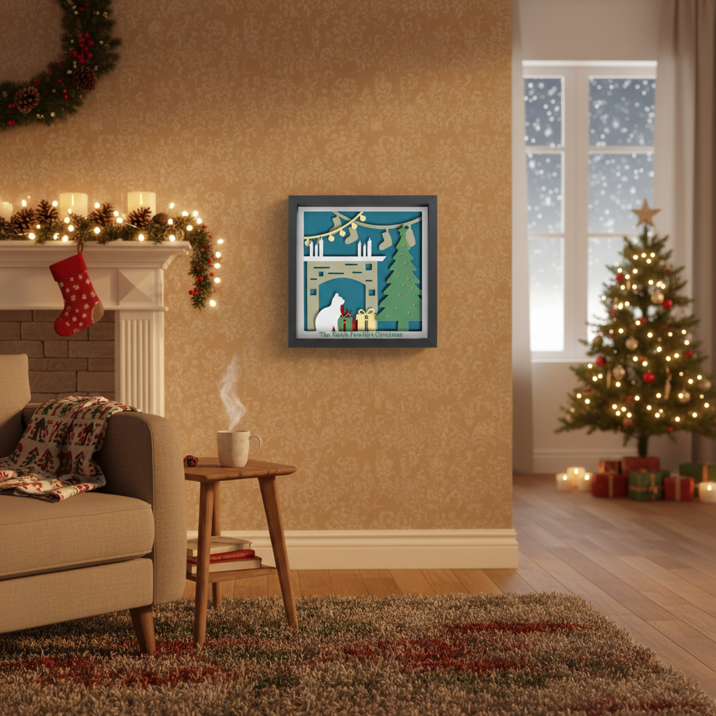 3D Layered Christmas Scene Papercut Framed Picture - Perfect Holiday Home Décor & Family Gift