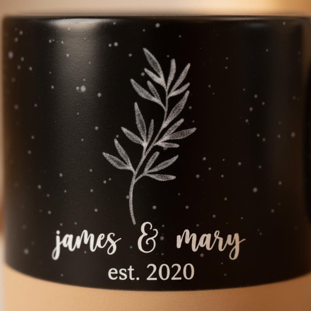 Elegant Personalized Mug with Name & Date for Couples - Custom Romantic Gift