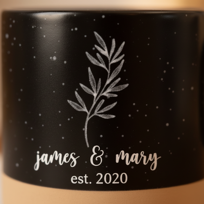 Elegant Personalized Mug with Name & Date for Couples - Custom Romantic Gift