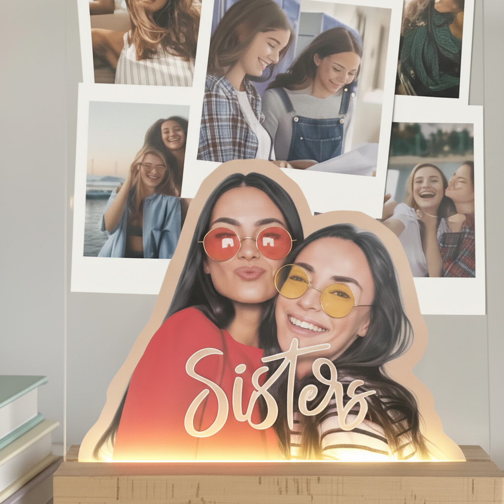 Personalized Best Friend Photo Collage LED Light - Long Distance Friendship Gifts