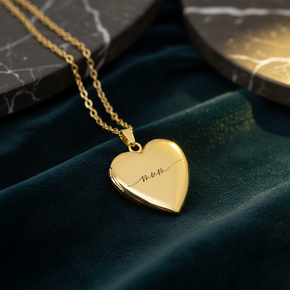 Personalized Engraved Heart Locket Necklace - Meaningful Gift for Mom