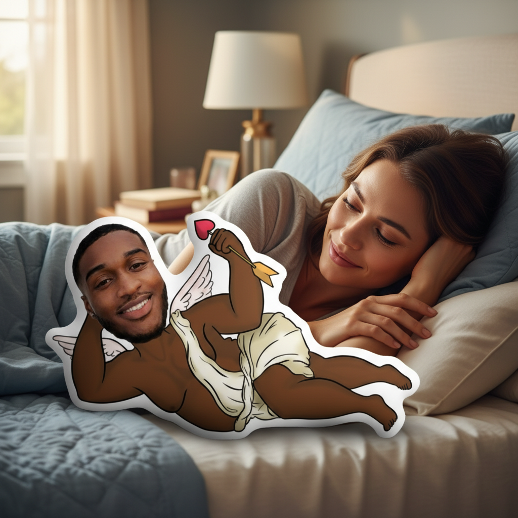 Hilarious Love Cupid Custom Shaped Pillow – Personalized Funny Photo Gift for Him