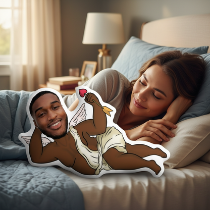 Hilarious Love Cupid Custom Shaped Pillow – Personalized Funny Photo Gift for Him