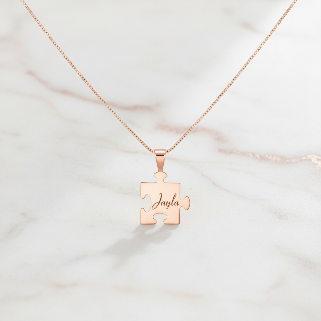Elegant Personalized Puzzle Name Necklace – Custom Engraved Jewelry Gift For Girlfriend, Wife