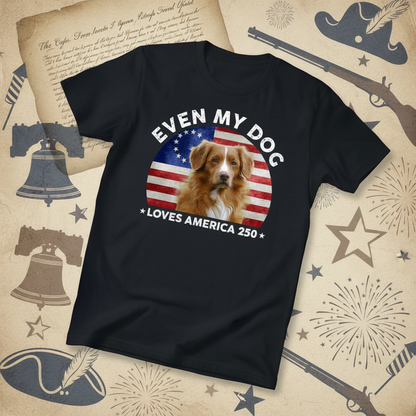 Custom Photo Even My Dogs Love America 250 Dark Premium Tee