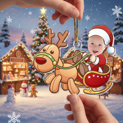 Personalized Baby Santa Acrylic Photo Ornament – Custom Christmas Ornament for Babies & Kids – Cute Holiday Gift for Newborns & Families