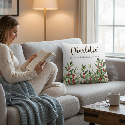 Custom Name With Birth Flower Pillow - Personalized Gift For Mom, Sister, Girlfriend