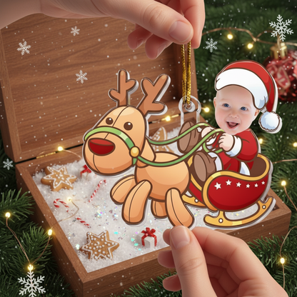 Personalized Baby Santa Acrylic Photo Ornament – Custom Christmas Ornament for Babies & Kids – Cute Holiday Gift for Newborns & Families