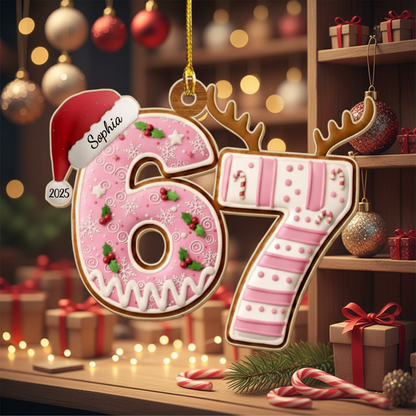 Personalized Gift – Custom Year Number Ornament 2025, The Year Of 67 Christmas Ornament, Funny Gen Z Ornament, Personalized Name Acrylic