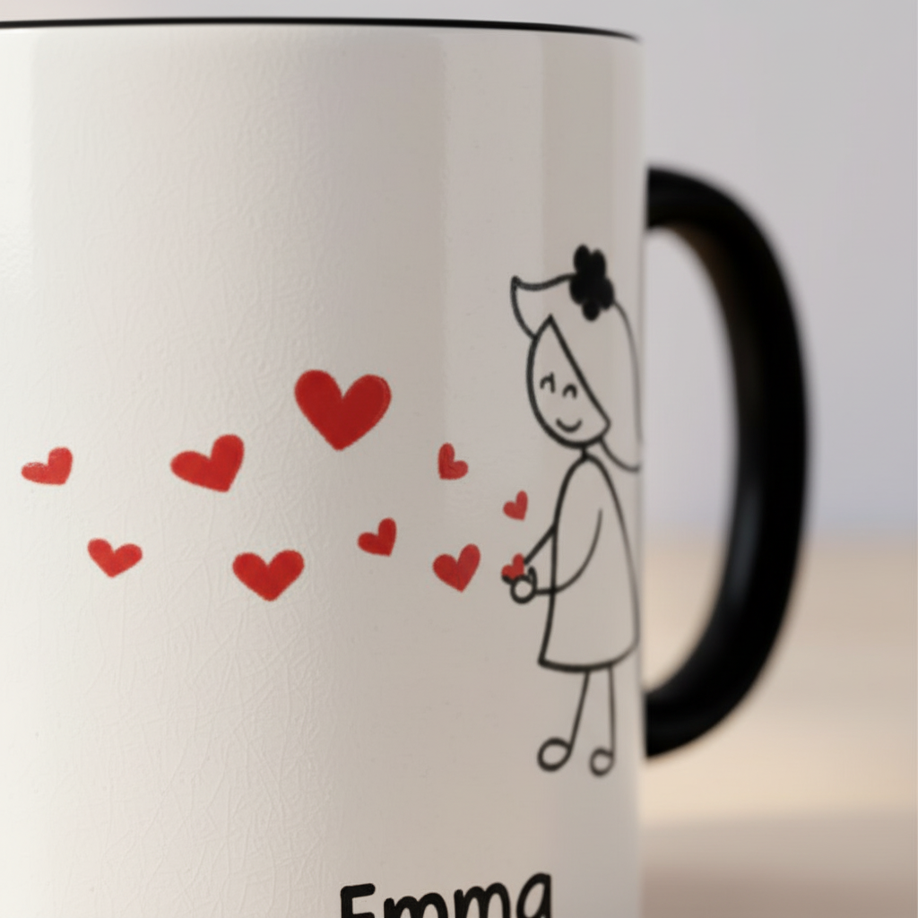 Custom Name Couple Stick Figure Mugs – Personalized Romantic Gift for Couples