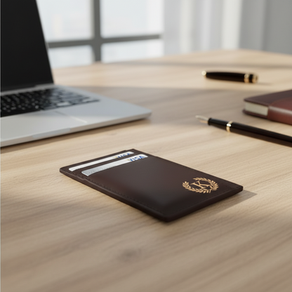 Laser Engraved Personalized Gentleman Name Logo Leather Card Holder - Premium Gift for Dad, Husband