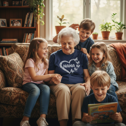 Grandma Lace Pattern Butterflies Heart - Personalized Women Tee - Gift For Grandma, Mom