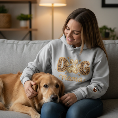 Custom Unisex Hoodie With Design On Sleeve - Personalized Birthday Gifts For Dog Cat Lovers, Dog Dad And Mom, Cat Owners - Love Begins With Paws