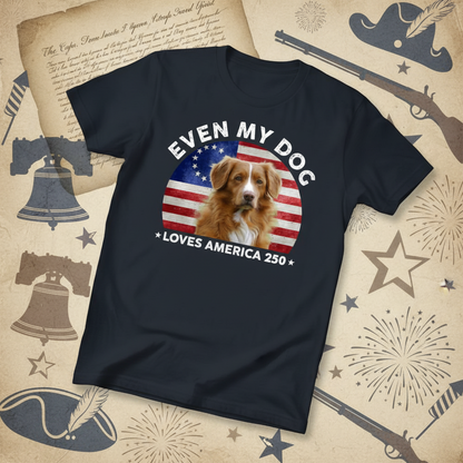Custom Photo Even My Dogs Love America 250 Dark Premium Tee