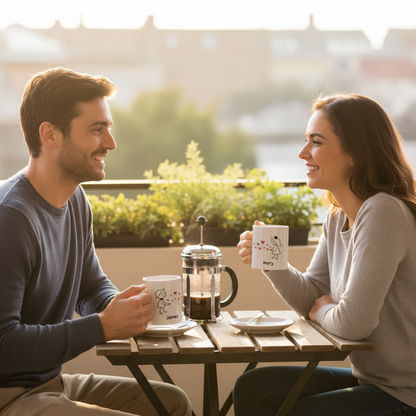Custom Name Couple Stick Figure Mugs – Personalized Romantic Gift for Couples